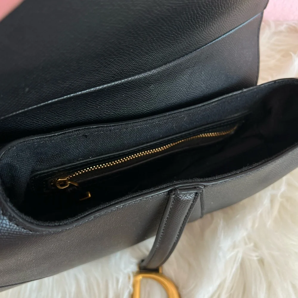 Black Saddle Bag with Gold Accents